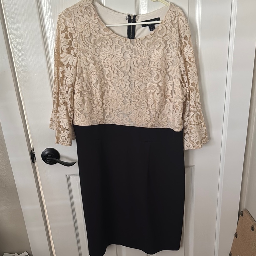 Perceptions Cream Sheath Dress with Bell Sleeves